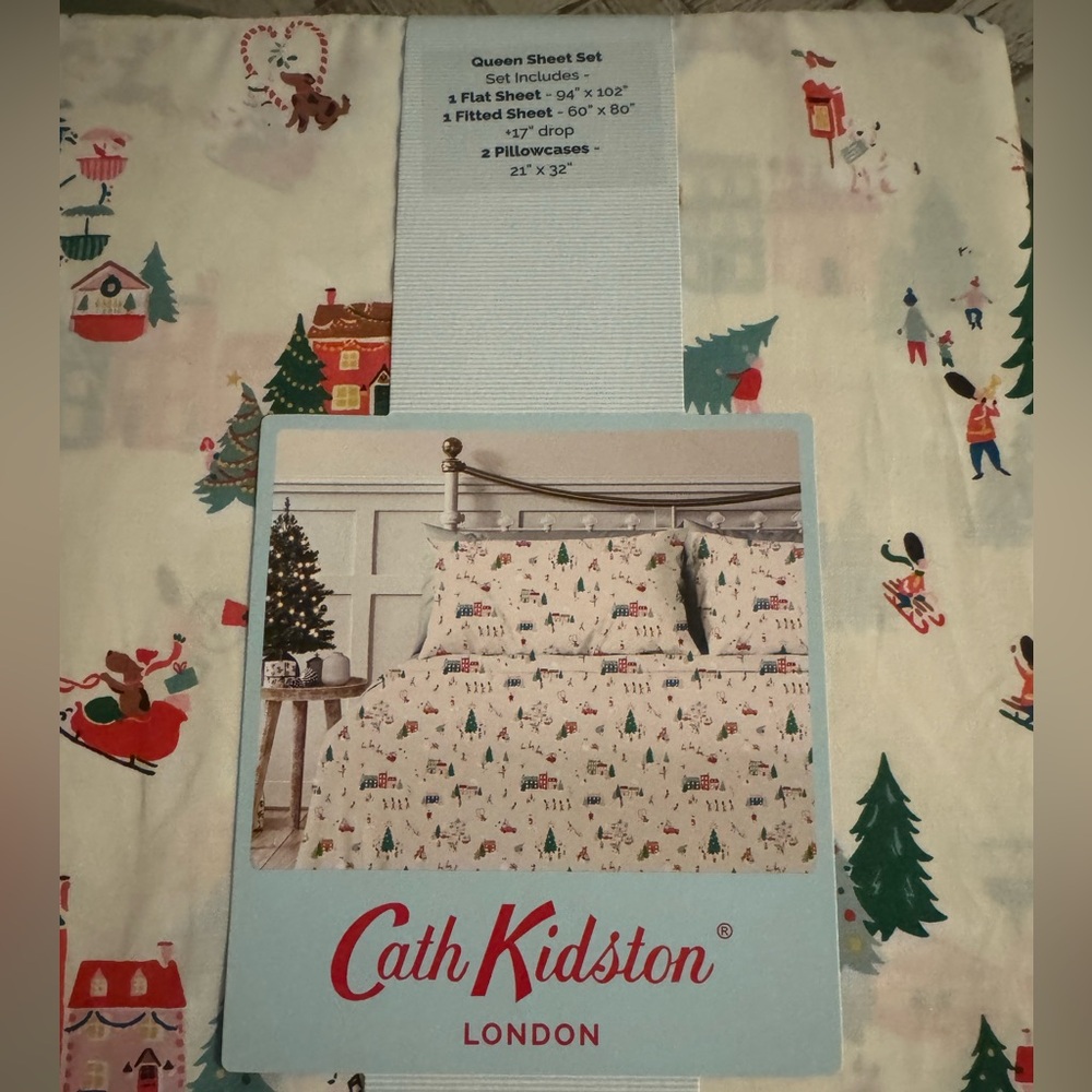 Cath Kidston”Snow day”in creamQueen Sheet Set- zoom in for details! Festive fun!